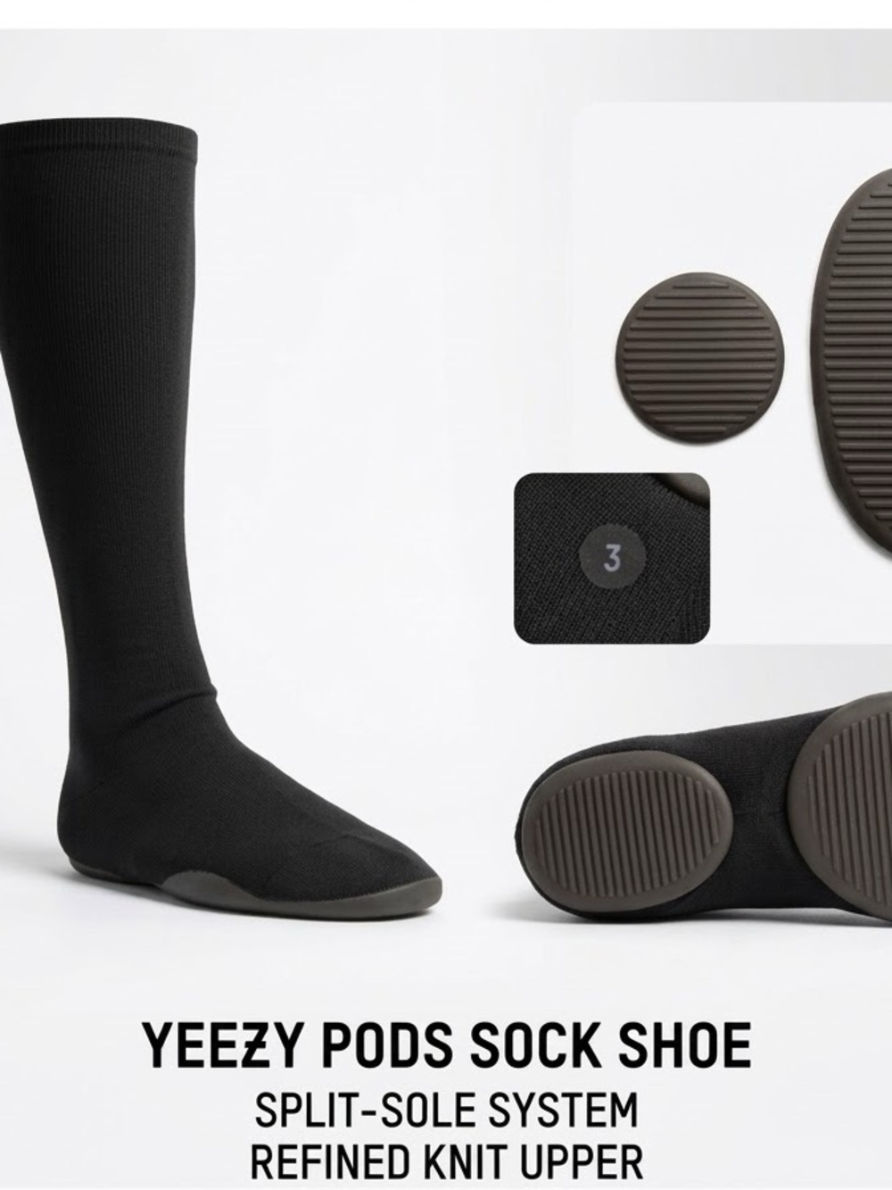 Yeezy Pods Sock Shoe - Black with Brown Pods